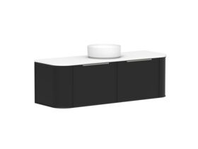 Supporting Image 2 - Kado Era Double Curve All Drawer 1500mm Wall Hung Vanity with Centre Basin 20mm Top Matte Black