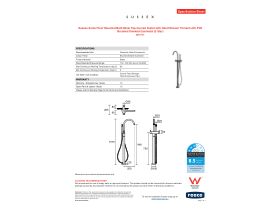 Specification Sheet - Sussex Scala Floor Mounted Bath Mixer Tap Curved Outlet with Hand Shower Trimset LUX PVD Brushed Smoked Gunmetal (3 Star)
