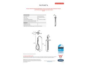Specification Sheet - Sussex Scala Floor Mounted Bath Mixer Tap Curved Outlet with Handshower Trimset LUX PVD Brushed Smoked Gunmetal (3 Star)