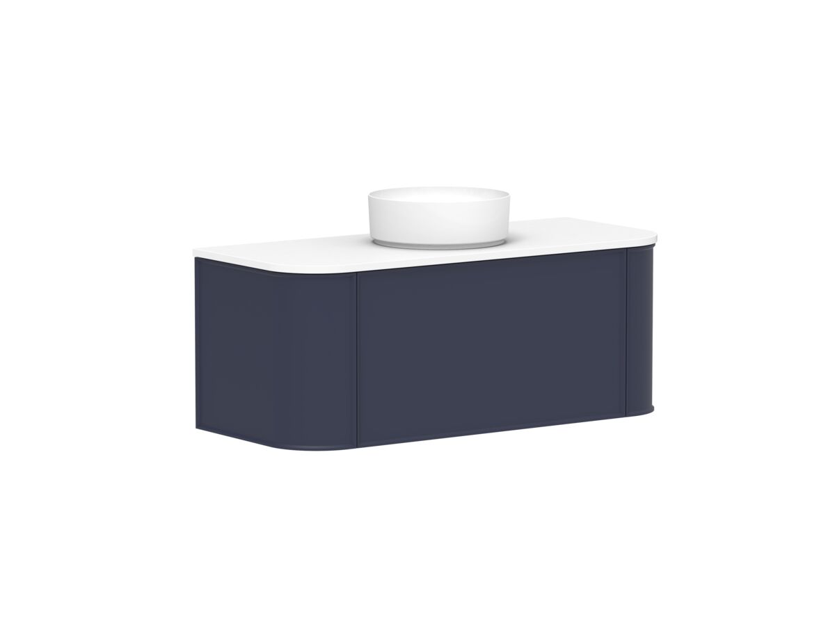 Supporting Image 2 - Kado Era Double Curve All Drawer 1200mm Wall Hung Vanity with Centre Basin 20mm Top Royal Battle Blue