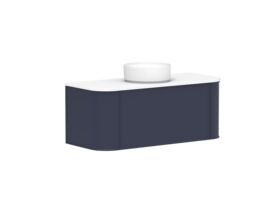 Supporting Image 2 - Kado Era Double Curve All Drawer 1200mm Wall Hung Vanity with Centre Basin 20mm Top Royal Battle Blue