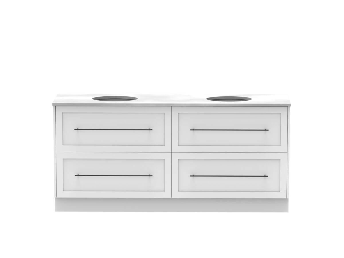 Supporting Image - Kado Lux All Drawer 1800mm Floor Mounted Vanity Double Basin 20mm - White - Front