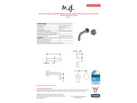 Specification Sheet - Milli Pure Progressive Wall Basin Mixer Tap System 160mm with Linear Textured Handle PVD Brushed Gunmetal (3 Star)