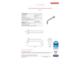 Specification Sheet - Sussex Scala 25mm Wall Outlet Curved 200mm Chrome (6 Star)