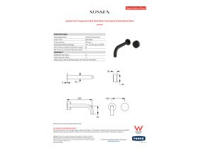 Specification Sheet - Sussex Pure Progressive Wall Bath Mixer Tap System 200mm Matte Black