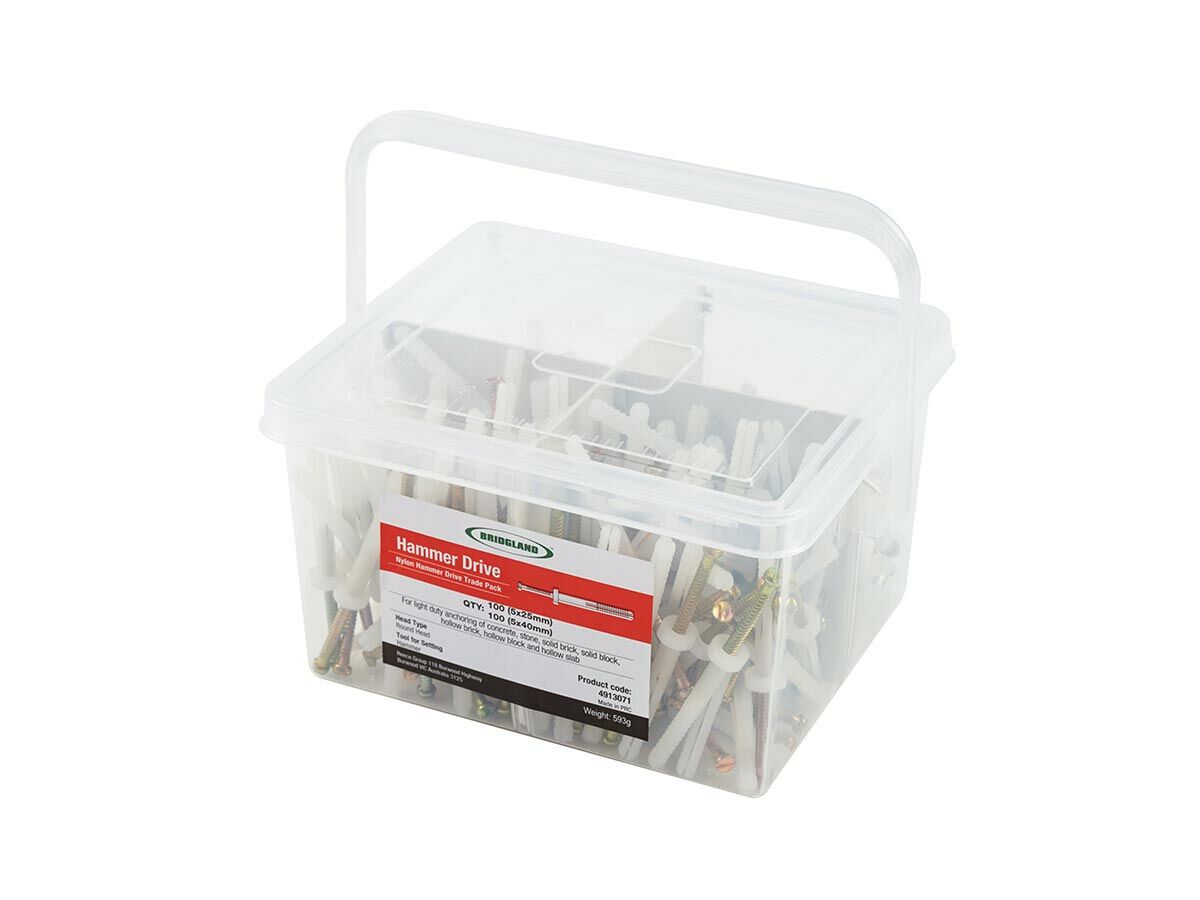 Bridgland Nylon Hammer Drive Round Head Trade Pack
