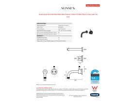 Specification Sheet - Sussex Scala Nova Wall Basin/Bath Mixer System 150mm PVD Matte Black (5 Star) Lead Free
