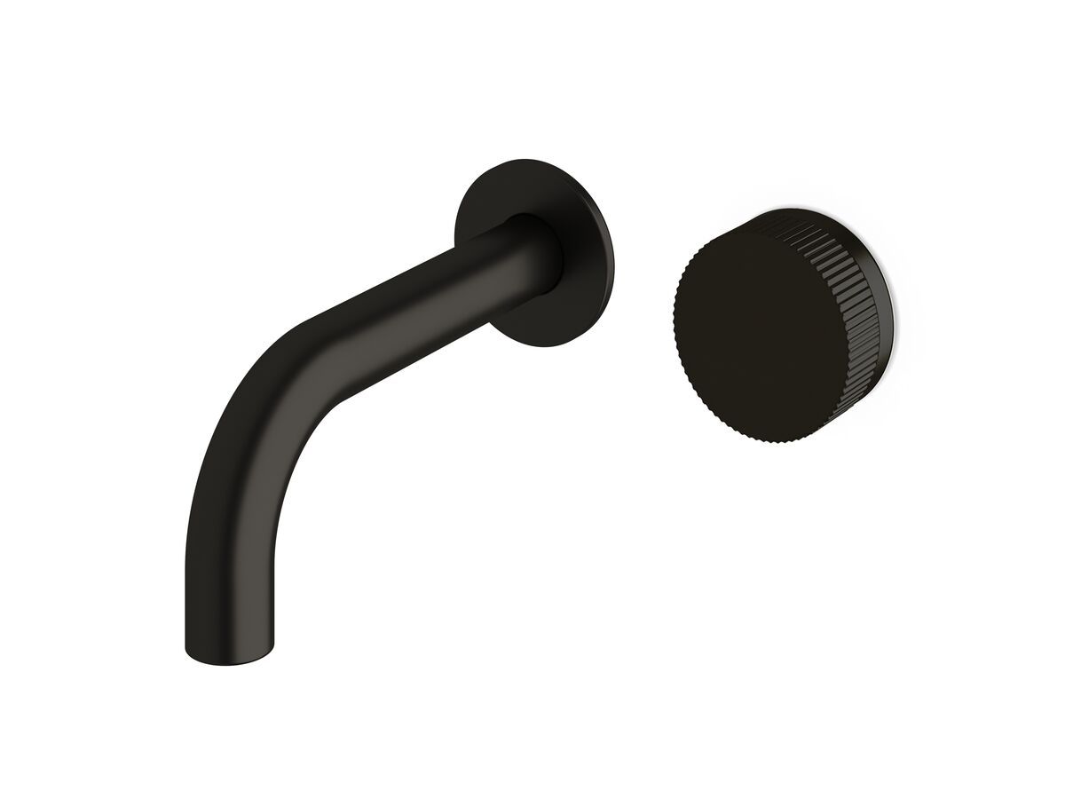 Sussex Pure Progressive Wall Bath Mixer Tap System 160mm with Linear Textured Handle PVD Matte Black