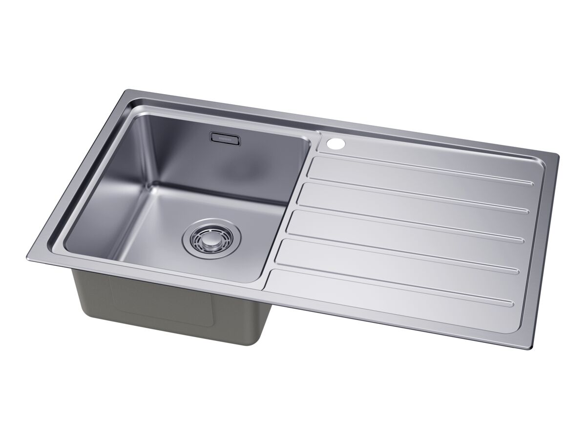 Supporting Image 2 - Memo Oscar Inset Left Hand Single Bowl & Drainer Sink Overflow 1 Taphole