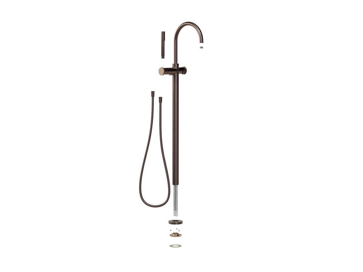Supporting Image - Faucet Strommen Vara Disc Floor Mounted Bath Mixer with Handshower Kit Armada Bronze (3 Star)