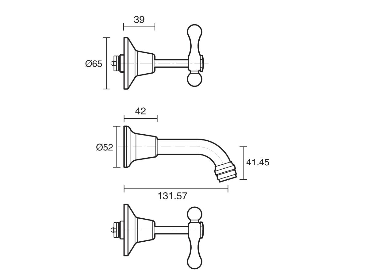 Posh Bristol Lever Bath Set 1/4 Ceramic Disc Chrome