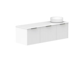 Supporting Image 2- Kado Neue Fluted Square All Drawer 1500mm Wall Hung Vanity with Right Hand Basin 20mm Top Ultra White