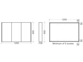 Kado Arc Shaving Cabinet 1200W X 800H X 130D 3 Door - Solid Timber Sides