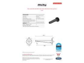 Specification Sheet - Mizu Soothe MK2 Basin/Bath Outlet 200mm Matte Black (6 Star) Lead Free