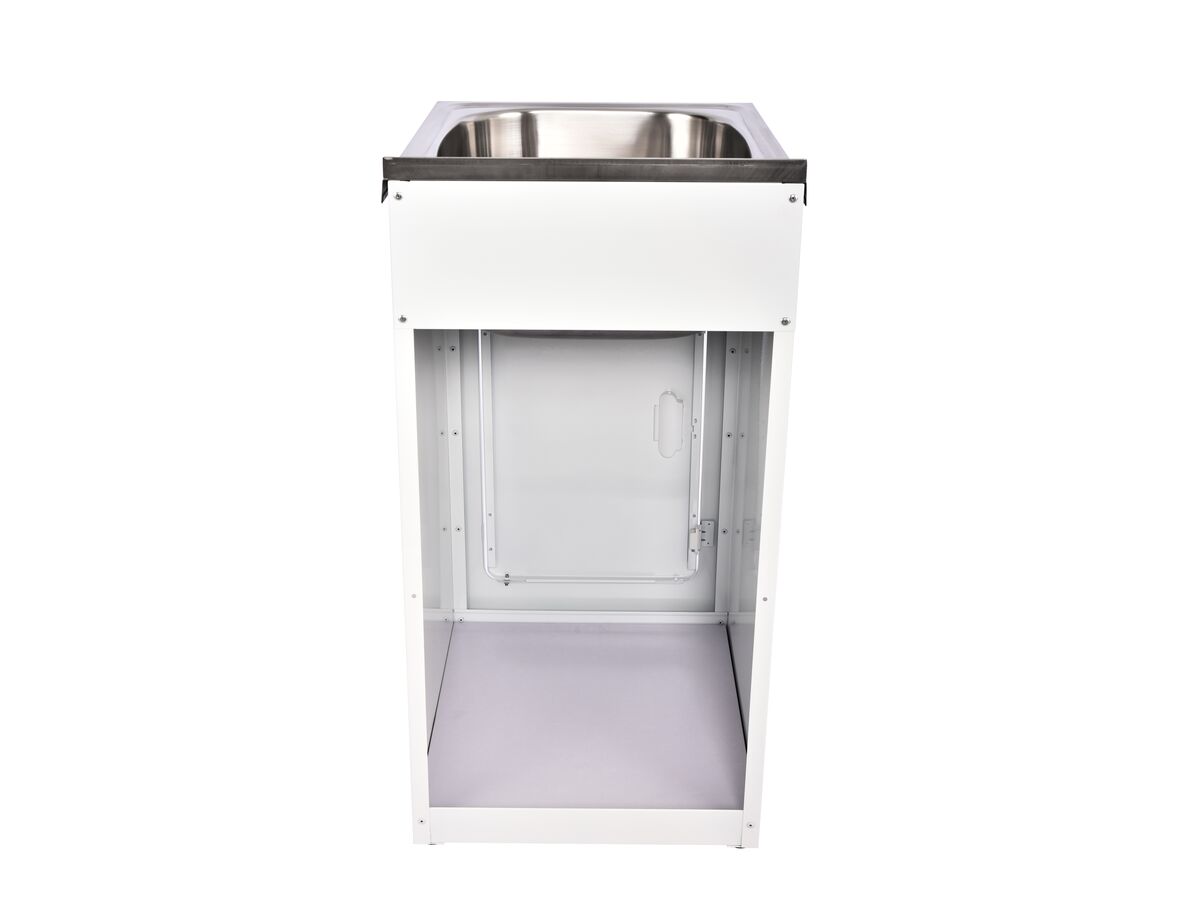 Supporting Image - Posh Bristol Mini Laundry Trough & Cabinet 22L with 1 Taphole and Bypass Stainless Steel - Back