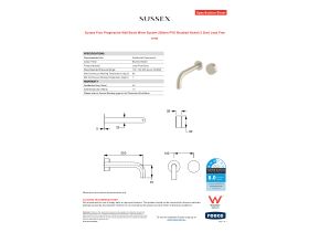 Specification Sheet - Sussex Pure Progressive Wall Basin Mixer System 200mm PVD Brushed Nickel (3 Star) Lead Free