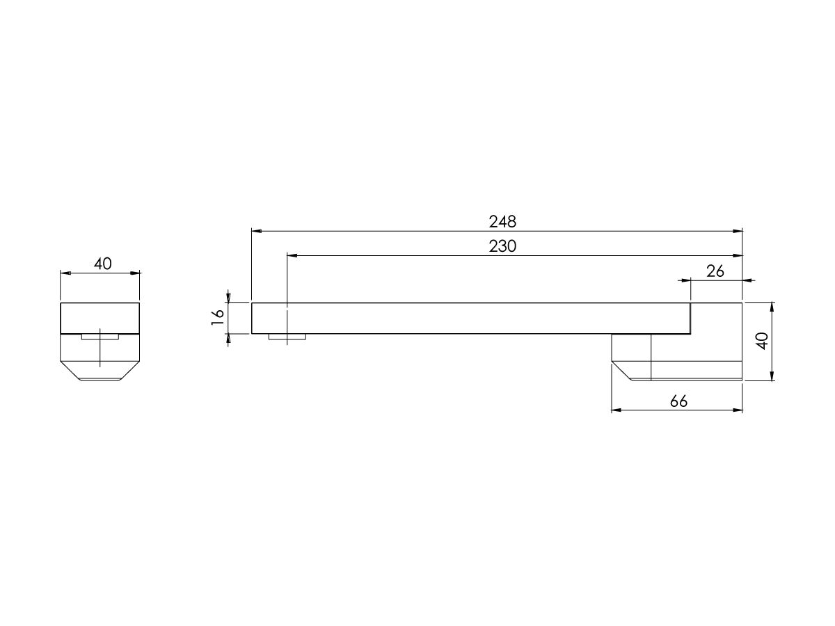 Milli Edge MK2 Swivel Wall Bath Outlet 230mm Chrome