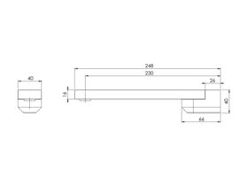 Milli Edge MK2 Swivel Wall Bath Outlet 230mm Chrome