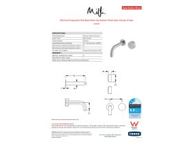 Specification Sheet - Milli Pure Progressive Wall Basin Mixer Tap System 160mm Satin Chrome (3 Star)