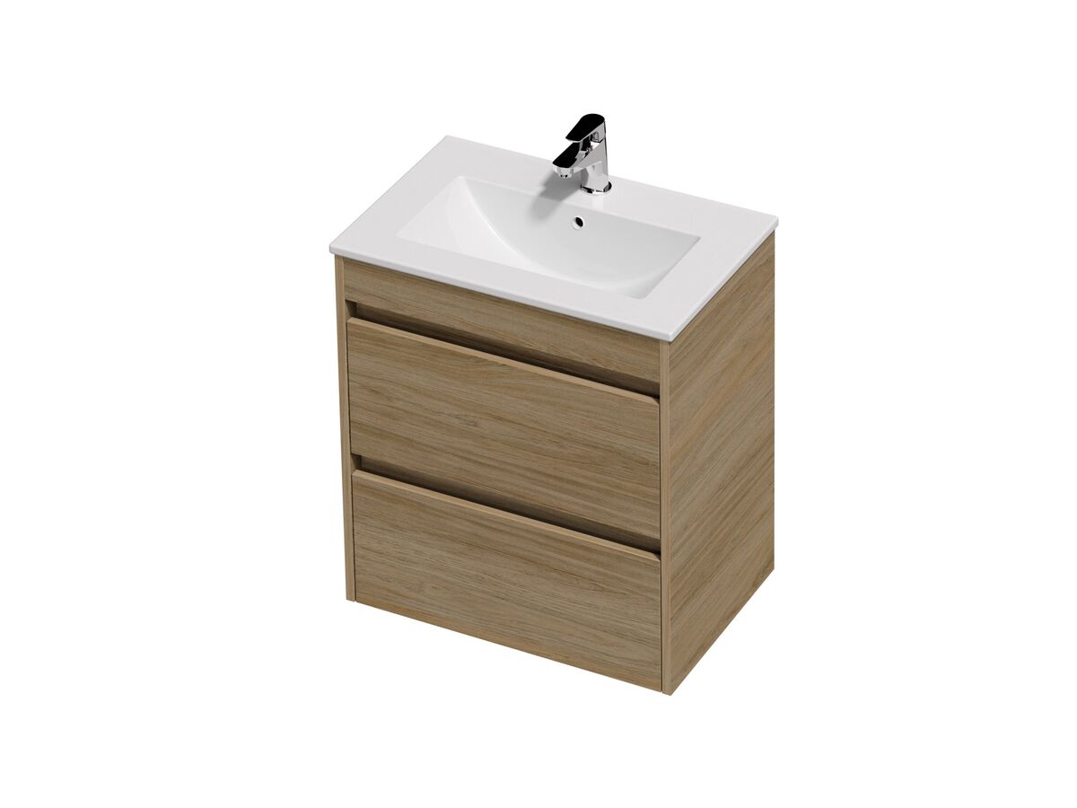 Posh Domaine Ensuite 600 2 Drawer Wall Hung Colour Console Top Gloss White