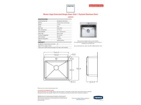Specification Sheet - Memo Hugo Ext Single Bowl Sink 1th SS