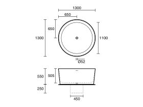 LAUFEN Val Freestanding Bath with Overflow 1300 Round White