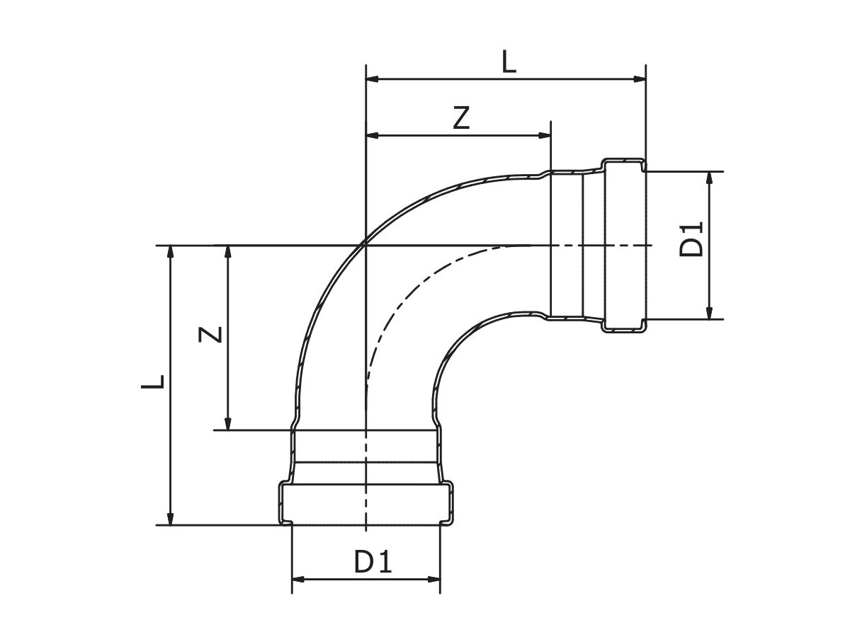 >B< Press XL Elbow 90 Degree
