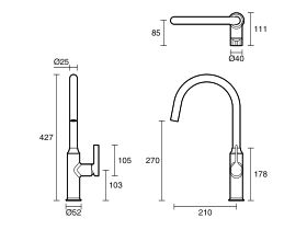 Technical Drawing - Milli Oria Sink Mixer Lead Free