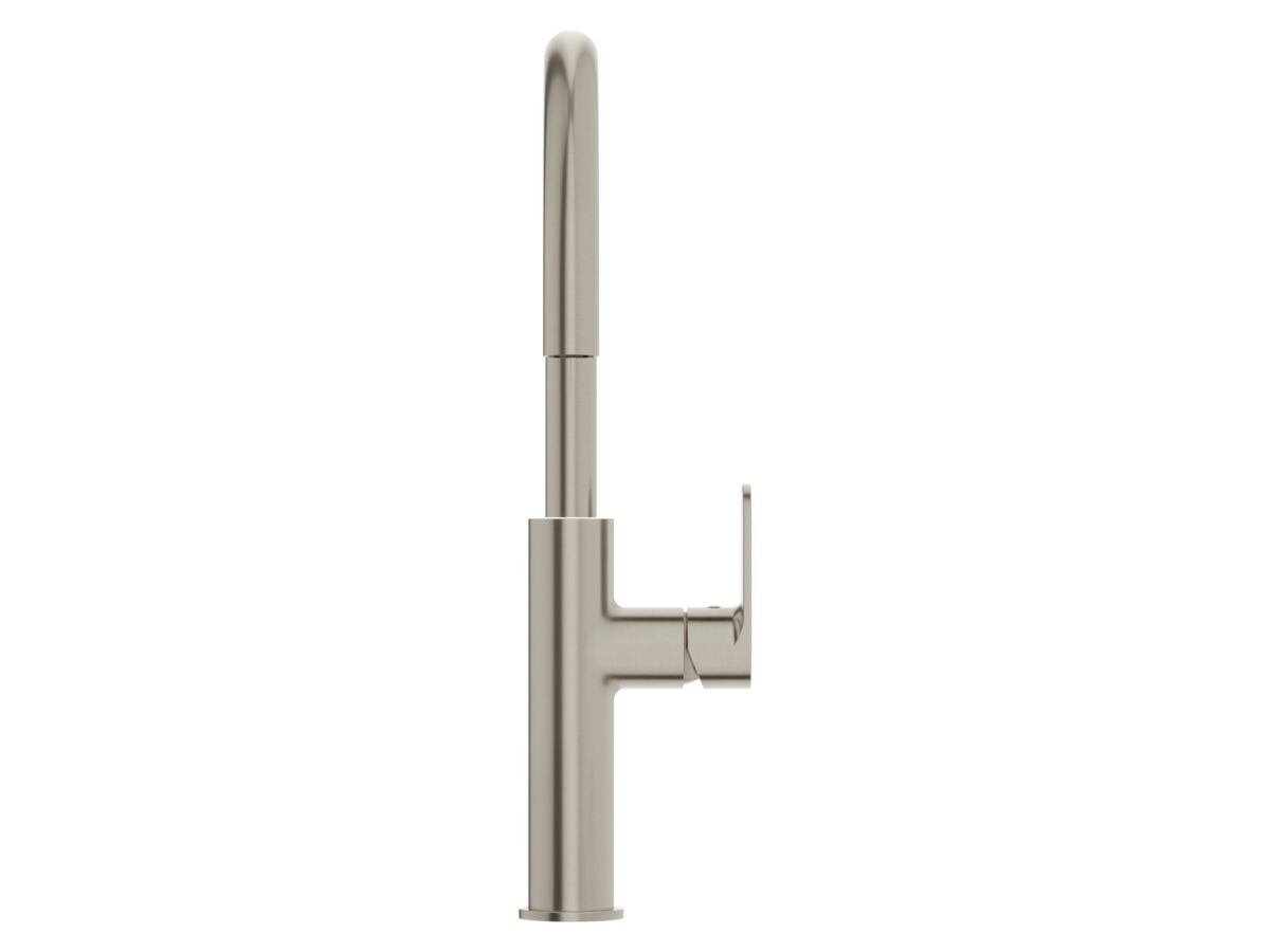 Supporting Image 2 - Mizu Soothe MK2 Gooseneck Sink Mixer Curved Brushed Nickel (5 Star) Lead Free - Front