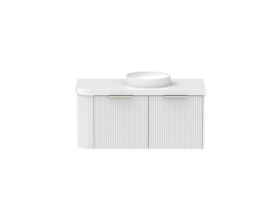 Supporting Image - Kado Neue Fluted Single Curve All Drawer 1050mm Wall Hung Vanity with Centre Basin Durasein 50mm Top Ultra White