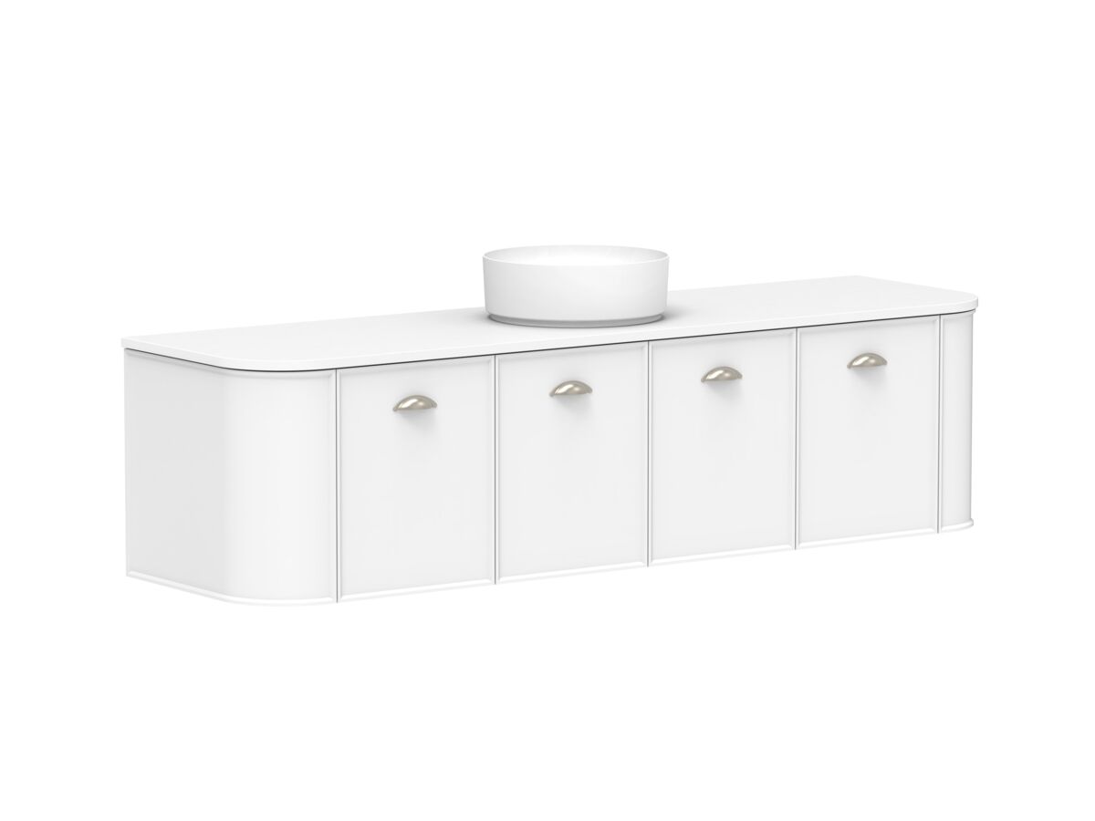 Supporting Image 2 - Kado Era Double Curve All Door 1800mm Wall Hung Vanity with Centre Basin 20mm Top Matte White