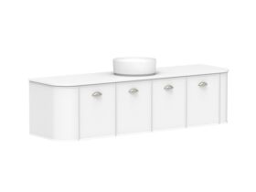 Supporting Image 2 - Kado Era Double Curve All Door 1800mm Wall Hung Vanity with Centre Basin 20mm Top Matte White