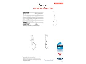 Specification Sheet - Milli Inox Rail Shower Stainless Steel (3 Star)