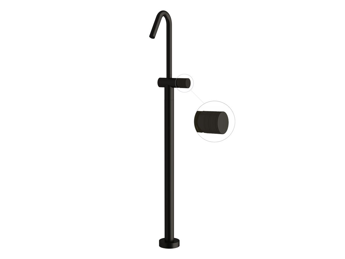 Sussex Pure Floor Mounted Bath Mixer Tap with Cirque Textured Handle PVD Matte Black