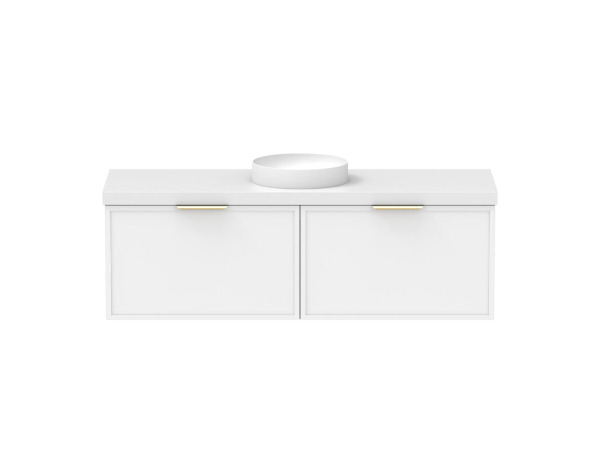 Supporting Image - Kado Lux Slim All Drawer 1500mm Wall Hung Vanity with Centre Basin 50mm Top Matte White