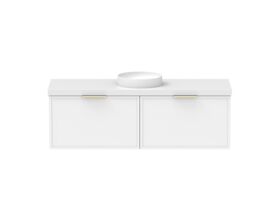 Supporting Image - Kado Lux Slim All Drawer 1500mm Wall Hung Vanity with Centre Basin 50mm Top Matte White