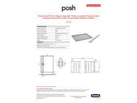 Specification Sheet - Posh Solus Tile Over Shower Tray with 1160mm Long Rear Stainless Steel Standard Channel (For 2 Wall / Corner Install) 1200mm x 900mm