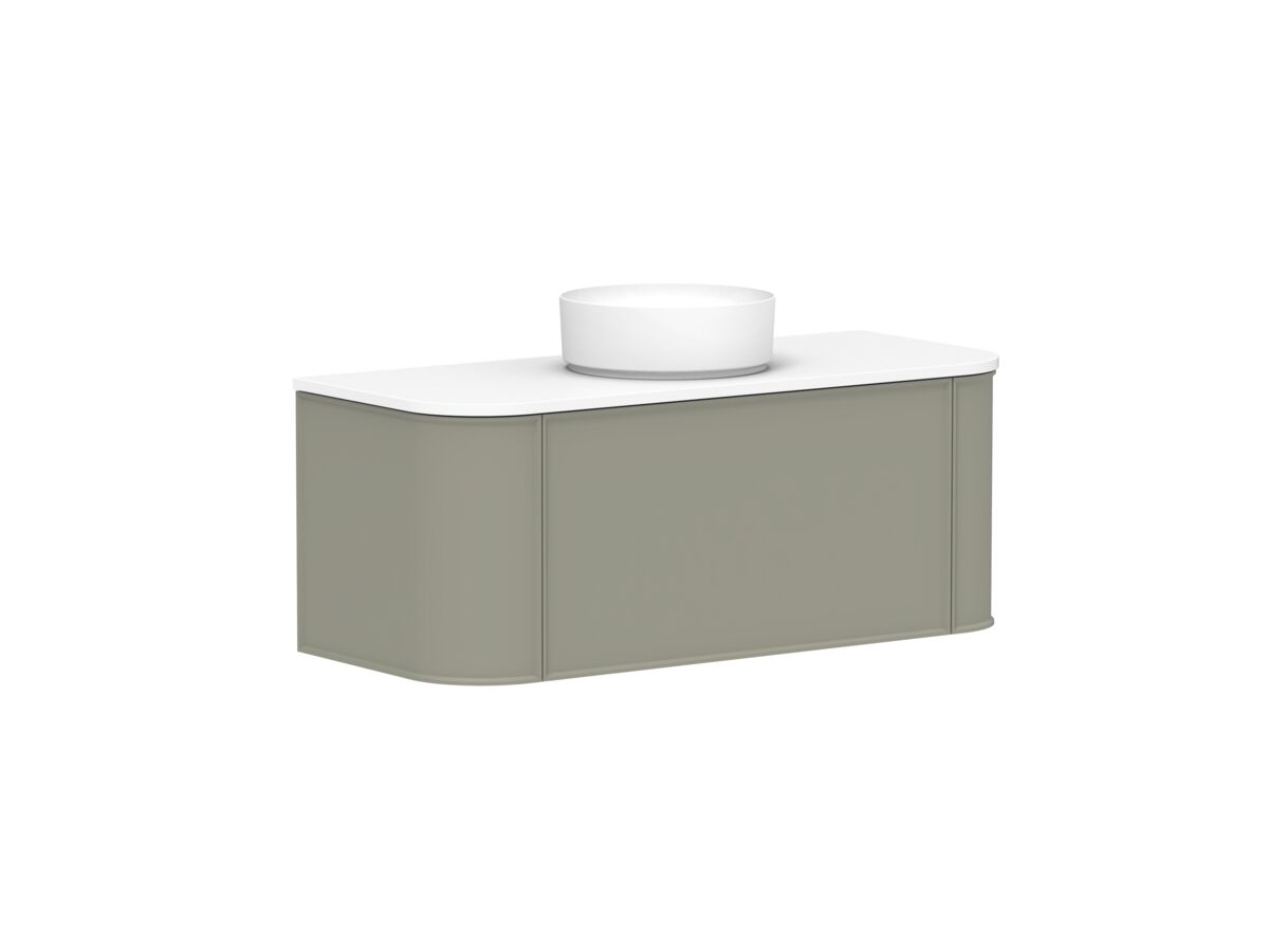 Supporting Image 2 - Kado Era Double Curve All Drawer 1200mm Wall Hung Vanity with Centre Basin 20mm Top Wolfram Green