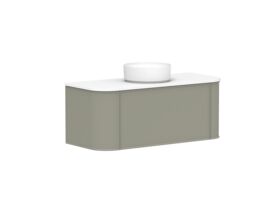 Supporting Image 2 - Kado Era Double Curve All Drawer 1200mm Wall Hung Vanity with Centre Basin 20mm Top Wolfram Green