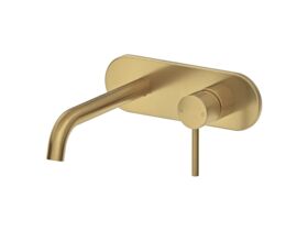 Mizu Drift Wall Basin/Bath Mixer Set Curve Brushed Brass (6 Star)