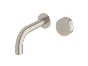 Sussex Pure Progressive Wall Basin Mixer Tap System 160mm with Diamond Textured Handle PVD Brushed Nickel (3 Star)