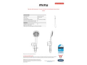 Specification Sheet - Mizu Bloc MK2 Handshower with Wall Bracket 1 Function Chrome (3 Star)