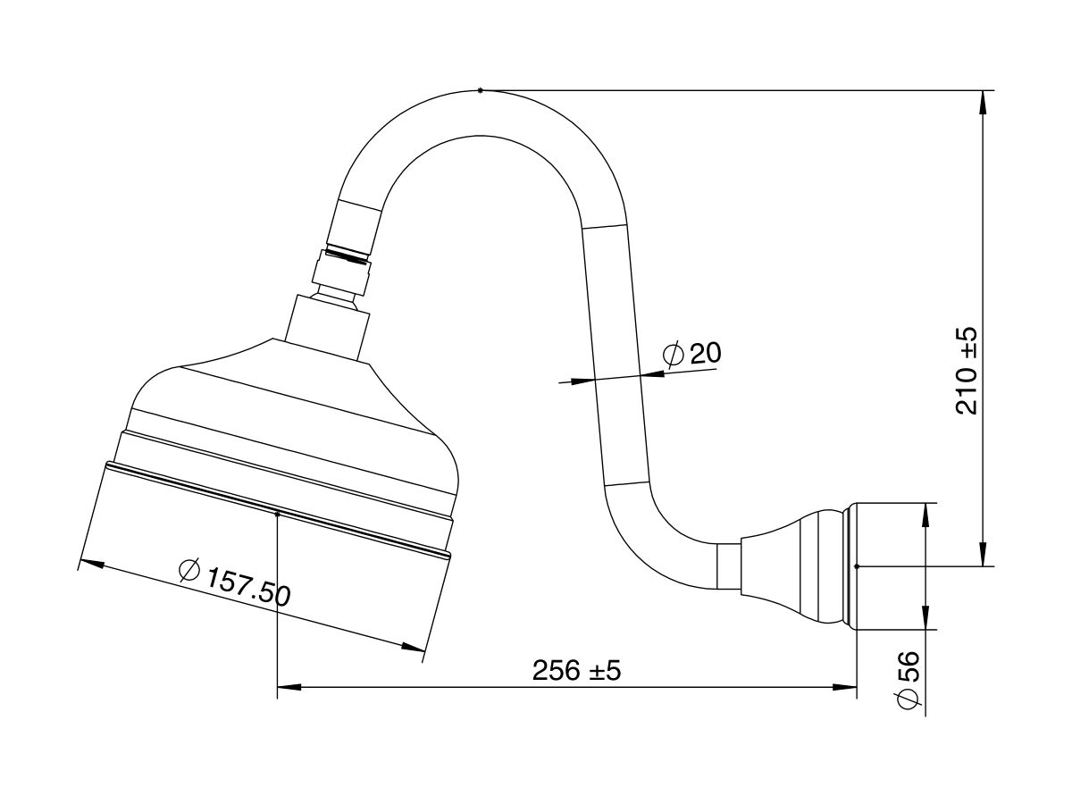 Milli Monument Edit Gooseneck Shower Arm & Rose (3 Star)