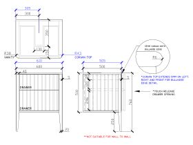 ISSY Cloud II 600mm x 500mm x 760mm Vanity Unit with Legs 2 Touch Latch Drawers (No Basin)