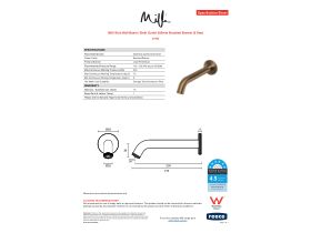 Specification Sheet - Milli Etch Wall Basin / Bath Outlet 200mm Brushed Bronze (6 Star)