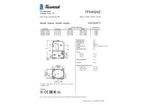 Technical Specifications - Tecumseh Compressor 2HP R404 MHBP TFH4524Z-V
