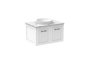 Supporting Image - Kado Lux All Door 750mm Wall Hung Vanity Centre Basin 20mm - White - Angle