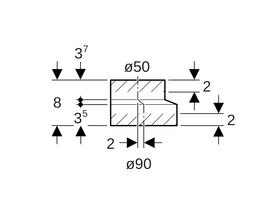 Geberit Short Eccentric Reducer 90mm x 50mm