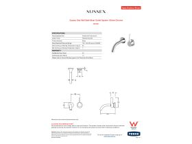 Specification Sheet - Sussex Oria Wall Bath Mixer Outlet System 165mm Chrome