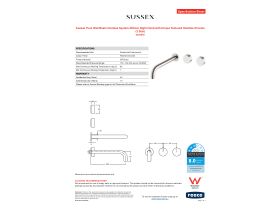 Specification Sheet - Sussex Pure Wall Basin Hostess System 250mm Right Hand with Cirque Textured Handles Chrome (3 Star)